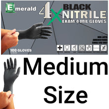 Load image into Gallery viewer, 100 Count SIZE MEDIUM Powder-Free Nitrile Gloves, 4 Mil, Food Grade, Disposable (Black Color)
