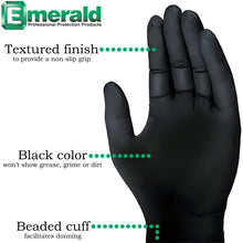 Load image into Gallery viewer, 100 Count SIZE X-LARGE Powder-Free Nitrile Gloves, 3 Mil, Food Grade, Disposable (Black Color)
