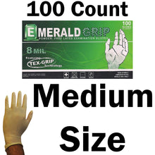 Load image into Gallery viewer, 100 Count SIZE MEDIUM Powder-Free High Risk Food Grade Latex Gloves, 8 Mil, Textured Grip
