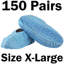 Load image into Gallery viewer, 150 Pairs SIZE X-LARGE (US Shoe Sizes 11 to 15) Disposable Shoe Covers Non-Skid, Blue
