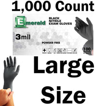Load image into Gallery viewer, Emerald 1,000 Count SIZE LARGE Powder-Free Nitrile Exam Gloves – 3 Mil
