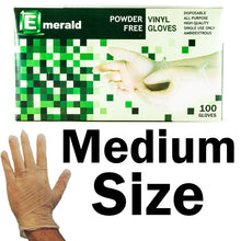 Load image into Gallery viewer, Emerald Shannon 100 Count SIZE MEDIUM Powder-Free Vinyl Gloves – 4 Mil
