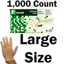 Load image into Gallery viewer, Emerald Shannon 1,000 Count SIZE LARGE Powder-Free Vinyl Gloves – 4 Mil
