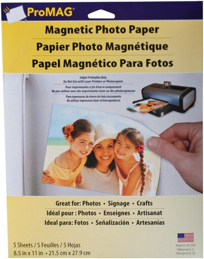 ProMAG 5 Sheets of Inkjet Printable Magnetic Photo Paper (8.5 x 11 Inches)