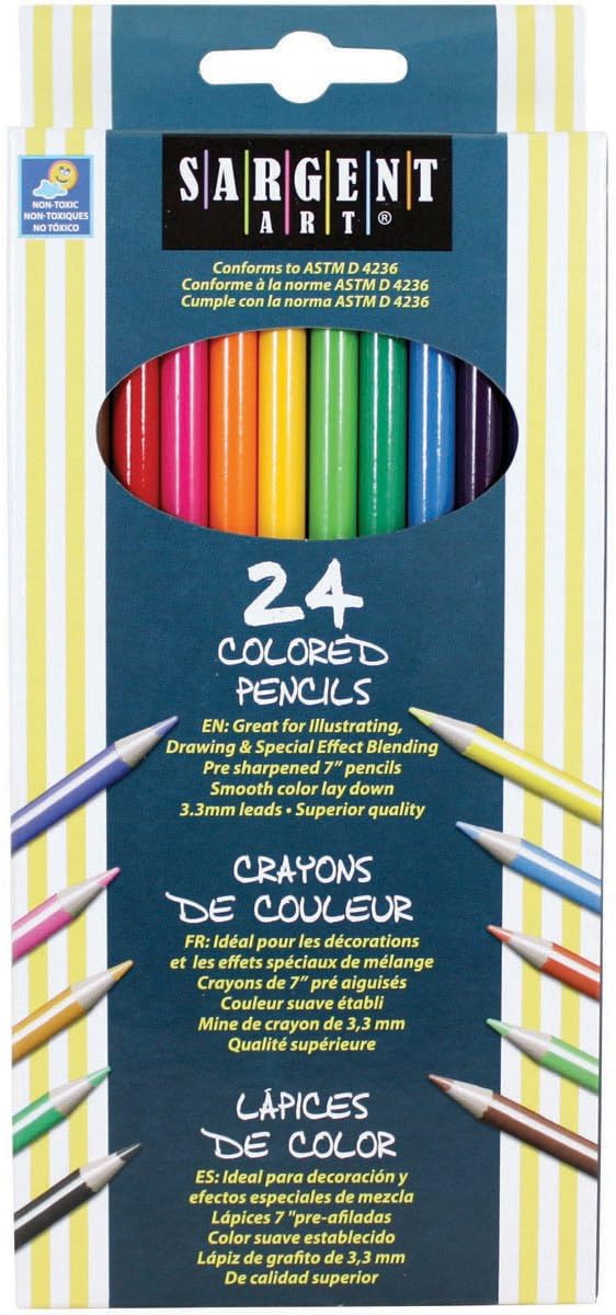 Sargent Art Box of 24 Color Pencils, Assorted Colors