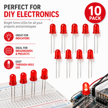 Load image into Gallery viewer, 10 Pack Diffused Lens LEDs - Standard - Bright Red - 5mm
