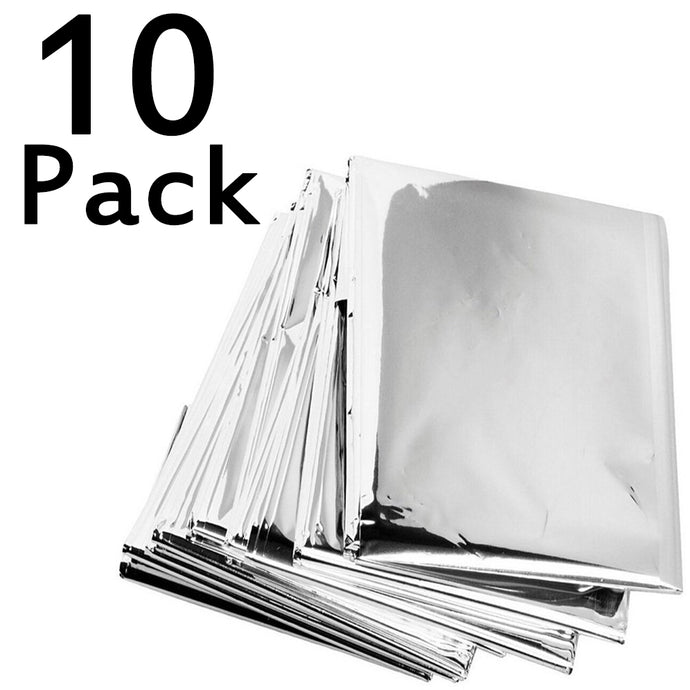 10 Pack Emergency Mylar Thermal Blankets, Individually Sealed, 54