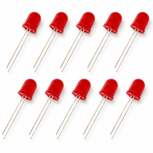 Load image into Gallery viewer, 10mm Jumbo Red Diffused LED, 2-Pin Round, 1.8-2.2V 20mA - 10 Pack

