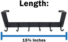 Load image into Gallery viewer, 6 Hook Over-the-Door Hanger, Matte Black Color, Sleek Design, 16-Inch Length with 2-Inch Hooks
