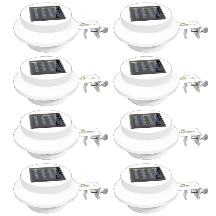 8 Pack Outdoor LED Solar Lights with Brackets - Water Resistant, Automatic On at Night / Off at Sunrise