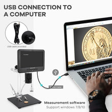 Load image into Gallery viewer, Andonstar AD246S-M HDMI Digital Microscope 2000x for Adults, 3 Lens 2160P UHD Video Record, 7 Inch LCD Soldering Microscope for Electronics Repair, Error Coins, Pro Boom Arm Stand, Windows Compatible

