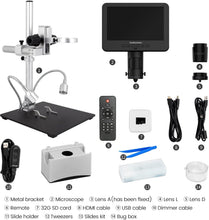 Load image into Gallery viewer, Andonstar AD246S-M HDMI Digital Microscope 2000x for Adults, 3 Lens 2160P UHD Video Record, 7 Inch LCD Soldering Microscope for Electronics Repair, Error Coins, Pro Boom Arm Stand, Windows Compatible
