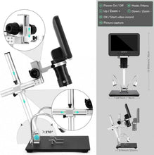 Load image into Gallery viewer, Andonstar AD246S-M HDMI Digital Microscope 2000x for Adults, 3 Lens 2160P UHD Video Record, 7 Inch LCD Soldering Microscope for Electronics Repair, Error Coins, Pro Boom Arm Stand, Windows Compatible
