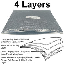 Load image into Gallery viewer, SCS 50 Pack 13&quot; x 18&quot; Resealable Cushioned Static Shielding Bags, Lightweight ESD Protective Packaging, Made in USA
