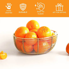 Load image into Gallery viewer, Set of 2 Different Size Air Circulating Fruit Baskets - Includes 10-inch and 8-inch Wide Gold Color Bowls

