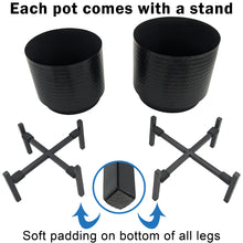 Load image into Gallery viewer, Set of 2 Different Size Hammered Black Metal Tabletop Indoor Planters with Stands - Includes 4/5 Gallon and 1/2 Gallon Pots for Small Plants
