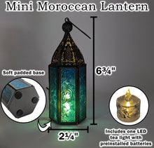 Load image into Gallery viewer, Leaves of Blue Light Gift Basket - Includes Gold Color Metal Leaf Jewelry Tray, Mini Moroccan Lantern with LED Tea Light, and 11¾&quot; x 7¾&quot; Wooden Basket
