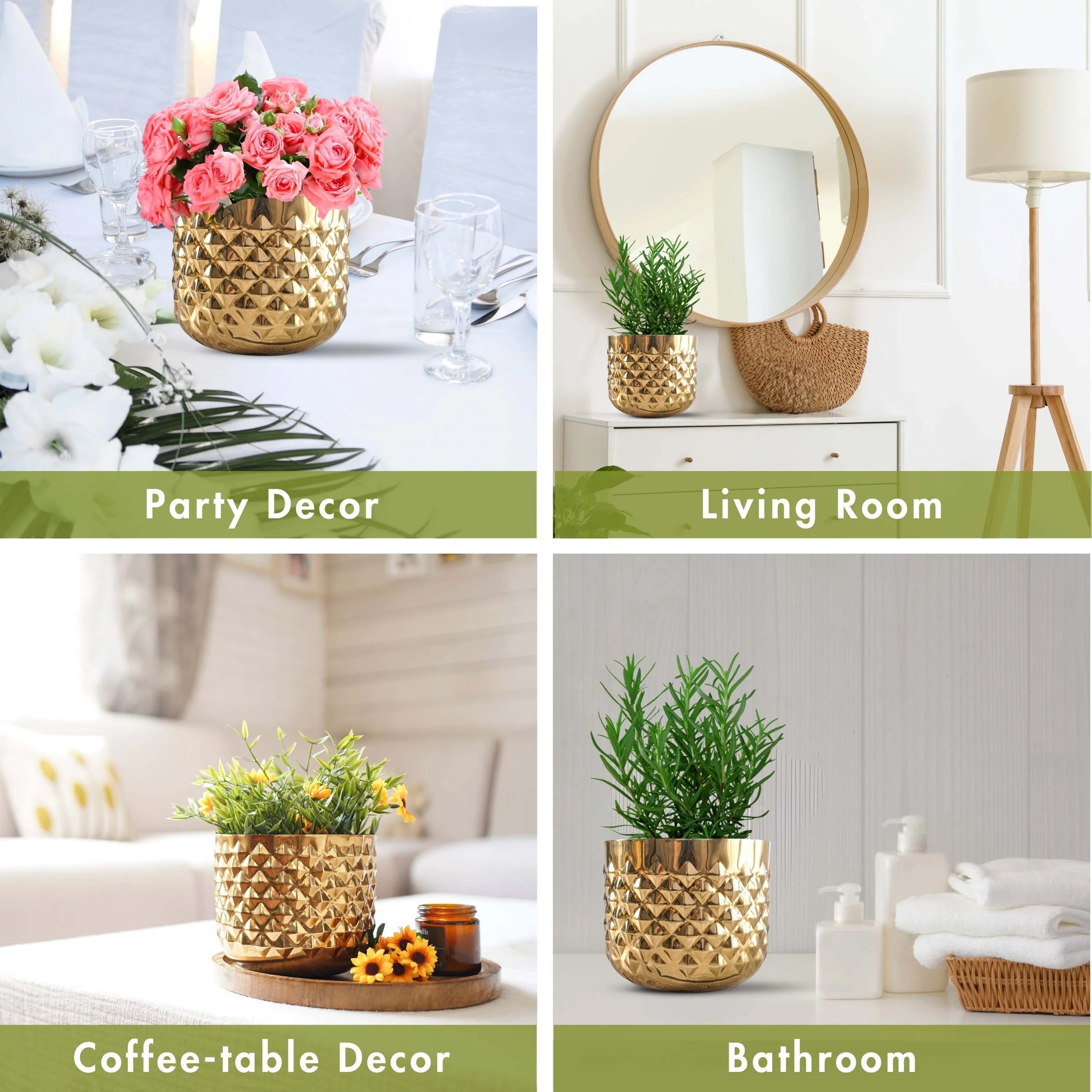 gold pineapple vase planter 2 Pack Hand-crafted Gold Pineapple Metal Planter Vase with 1/2 Gallon – SciencePurchase