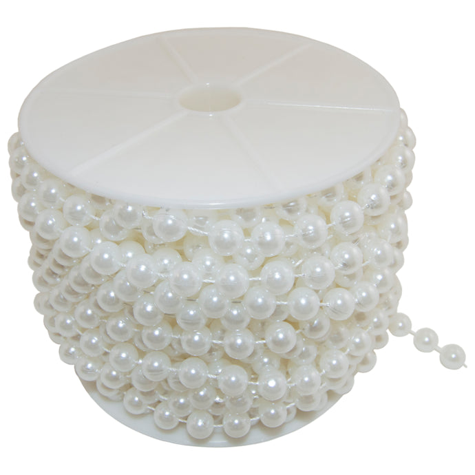 22 Yards Large Stringed Faux Pearls Beads Garland by the Roll for Crafting and Decorating, 10mm Beads, White Color