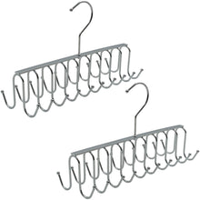 Load image into Gallery viewer, 2 Pack 20-Hook Chrome Closet Hangers for Belts, Ties, Bras, Scarves
