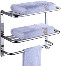 Load image into Gallery viewer, 2-Tier Towel Rack Floating Shelf, Wall Mount, Mounting Hardware Included
