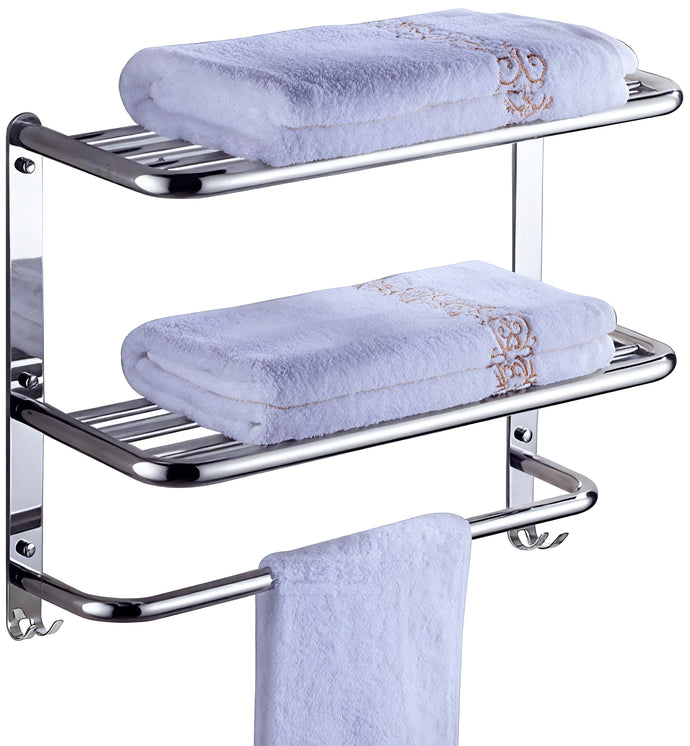 2-Tier Towel Rack Floating Shelf, Wall Mount, Mounting Hardware Included