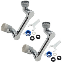 Load image into Gallery viewer, 2 Pack Multi-Angle Rotating Faucet Extender and Aerator with Low and High Pressure Modes, Chrome Finish, Suitable for Kitchen or Bathroom Sink
