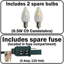 Load image into Gallery viewer, Jumbo 7½-inch Christmas Walkway or Hanging Lights for Outdoor &amp; Indoor, 5 LED Lights with Removable Stakes on a Connectable 7-Foot Cord - Includes Red, Green, Blue, Yellow, and Purple Bulbs - Holiday Light Decoration
