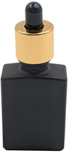 Load image into Gallery viewer, 10 Pack 1 Ounce (30mL) Matte Black Glass Dropper Bottles with Gold and Black Cap
