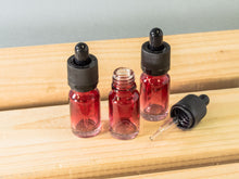 Load image into Gallery viewer, 10 Pack 10mL Red Glass Dropper Bottles with Black Tops, Beautiful Gradient Style
