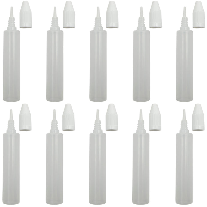 10 Pack 30mL Translucent Plastic Unicorn Dropper Top Bottles with White Screw-on Tops