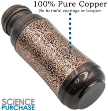 Load image into Gallery viewer, 2 Pack 44 Ounce Jumbo Pure Copper Water Bottle with Engraved Damask Design, Ayurvedic Benefits
