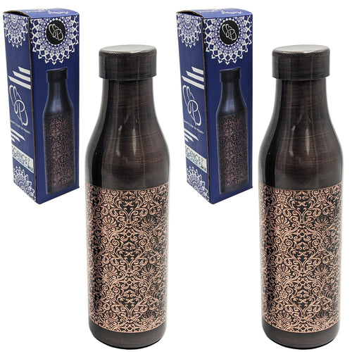30 Ounce Pure Copper Drinking Vessel in Elegant Gift Box, Hammered Water Bottle with Screw-On Cap, Ayurvedic Benefits