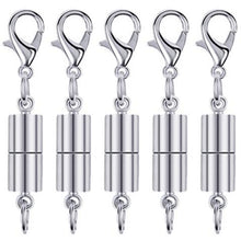 Load image into Gallery viewer, 5 Pack Magnetic Silver Color Lobster Clasps - Easily Put on and Remove Jewelry
