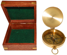 Load image into Gallery viewer, Large 4&quot; Brass Compass with Rosewood Storage Box, Fully Functional Nautical Pirate Cosplay Costume Decoration
