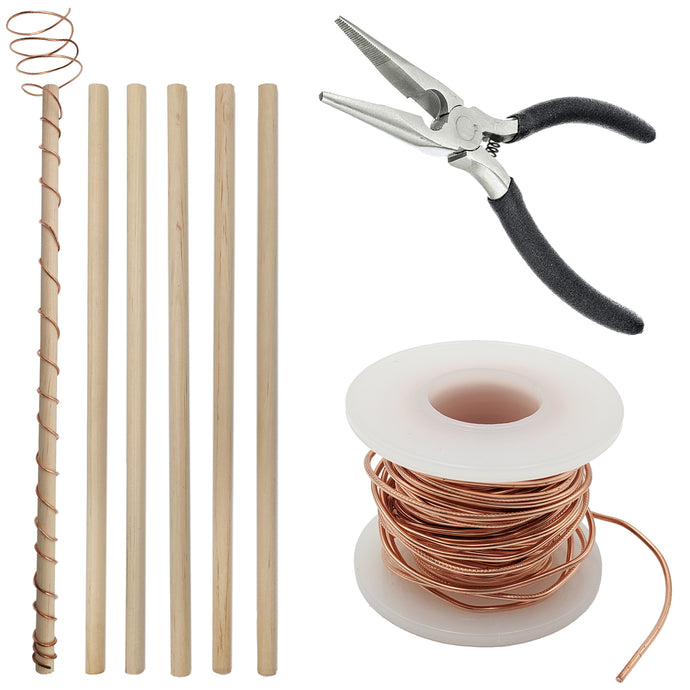 DIY Electroculture Gardening Tool Kit - Includes 6 Dowels, 21 Feet Copper Wire, and Wire Cutting Pliers