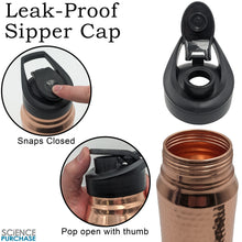 Load image into Gallery viewer, 25 Ounce Pure Copper Water Bottle with Plastic Sipping Cap, Hand-Crafted Hammered Design, Ayurvedic Benefits
