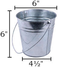 Load image into Gallery viewer, 2 Pack Small 6-inch Galvanized Metal Buckets with Handles, Farmhouse Theme Pails
