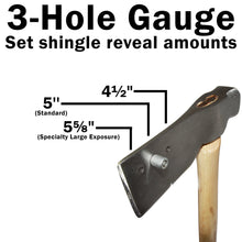 Load image into Gallery viewer, Shingling Roofing Hatchet with Milled Striking Face, Three-Position Exposure Gauge, Nail Slot, and Hickory Wood Handle

