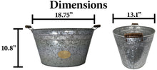 Load image into Gallery viewer, 2 Pack Galvanized Metal 8 Gallon Oval Ice Buckets with Wooden Handles, Beverage Holder Tubs with Gold Bee Emblem for Farmhouse or Country Themed Party

