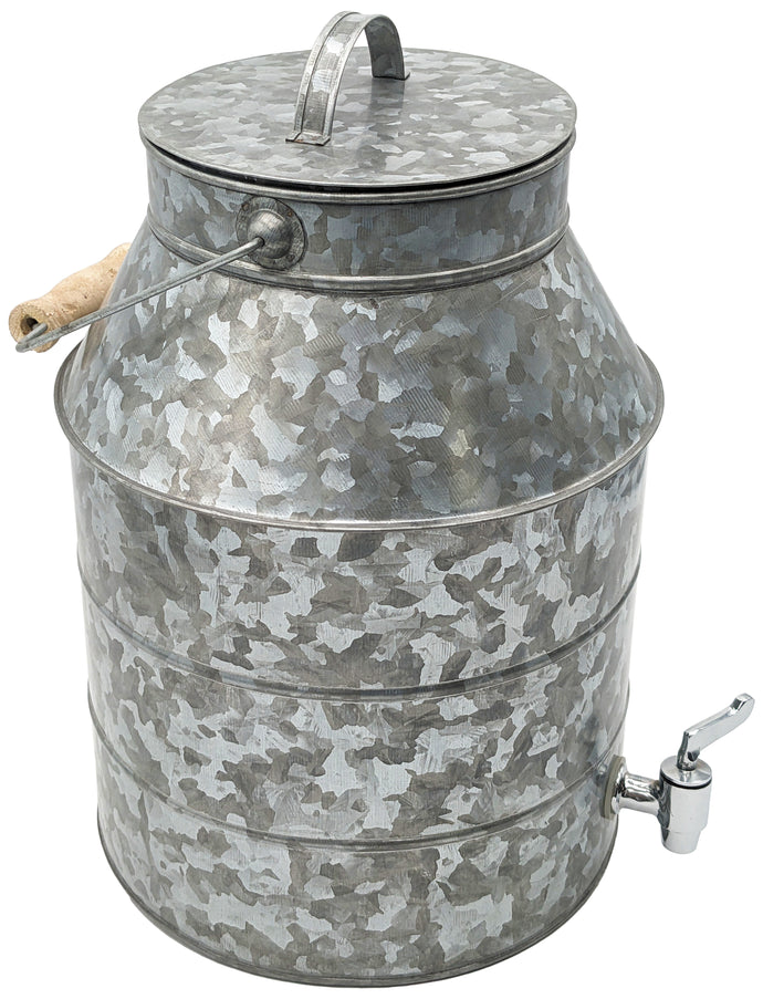 2½ Gallon Beverage Dispenser with Spout for Pouring, Carry Handle, & Lid - Sturdy Galvanized Steel, Indoor & Outdoor, Silver Color (12