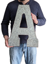 Load image into Gallery viewer, Huge 20&quot; Metal Letter A Wall Décor, Silver with Rusted Edges, Galvanized Wall Mountable Decoration for Country, Mid-Century, or Farmhouse Theme
