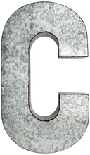 Load image into Gallery viewer, Huge 20&quot; Metal Letter C Wall Décor, Silver with Rusted Edges, Galvanized Wall Mountable Decoration for Country, Mid-Century, or Farmhouse Theme
