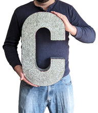 Load image into Gallery viewer, Huge 20&quot; Metal Letter C Wall Décor, Silver with Rusted Edges, Galvanized Wall Mountable Decoration for Country, Mid-Century, or Farmhouse Theme
