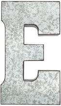 Load image into Gallery viewer, Huge 20&quot; Metal Letter E Wall Décor, Silver with Rusted Edges, Galvanized Wall Mountable Decoration for Country, Mid-Century, or Farmhouse Theme
