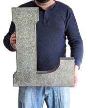 Load image into Gallery viewer, Huge 20&quot; Metal Letter L Wall Décor, Silver with Rusted Edges, Galvanized Wall Mountable Decoration for Country, Mid-Century, or Farmhouse Theme
