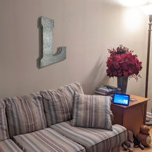 Load image into Gallery viewer, Huge 20&quot; Metal Letter L Wall Décor, Silver with Rusted Edges, Galvanized Wall Mountable Decoration for Country, Mid-Century, or Farmhouse Theme
