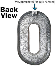 Load image into Gallery viewer, 20" Tall Metal "JOY" Letters - Approximately 2.7 Foot Long Hanging Décor, Silver with Rusted Edges, Galvanized Wall Mountable Decoration for Country, Mid-Century, or Farmhouse Theme
