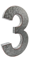 Load image into Gallery viewer, 20&quot; Metal Number 3 (Three) Wall Decor, Silver with Red Borders, Galvanized Wall Mountable Decoration for Country, Mid-Century, or Farmhouse Themed Room or Event

