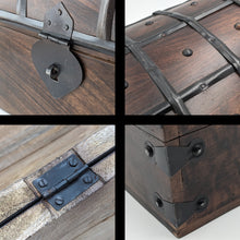 Load image into Gallery viewer, Set of 3 Nesting Wooden Pirate Treasure Chests with Locks and Keys - Includes Small, Medium, and Large Hinged Chests Decorated with Metal Accents
